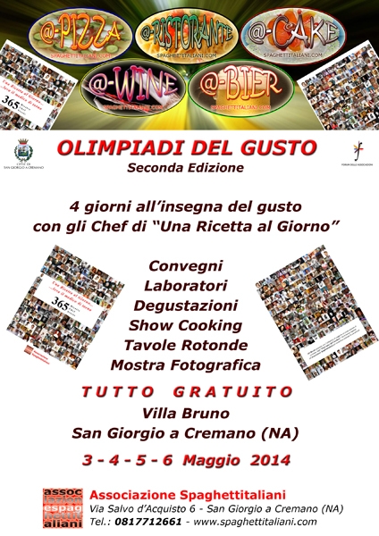 Locandina della Seconda Edizione delle Olimpiadi del Gusto (3-4-5-6 Maggio 2014 - Villa Bruno - San Giorgio a Cremano - Napoli) - immagine in primo piano dell'Articolo: Comunicato finale Seconda Edizione delle Olimpiadi del Gusto immagine in primo piano