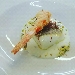 -Baccal�, fonduta di bufala, gambero panato con rap� di cocco e pistacchio di Bronte.
 - -