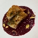 -Baccal� scottato con coulis alla rapa rossa e croccante al pistacchio - -