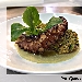 -Darna di Salmone Balick in Crosta di Pistacchi in abbraccio di Polpo Grigliato su Crema di Ceci e Porro.  - -
