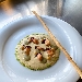 -Hummus di ceci con cozze, gocce all'olioalganori e farina di piselli  - -