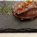 -Lasagnetta al cacao in farcia di Suino nero al finocchietto selvatico su pesto al basilico e coulis di pachino - Lasagnetta al cacao in farcia di Suino nero al finocchietto selvatico su pesto al basilico e coulis di pachino-