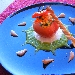 -POMODORO RIPIENO AFFUMICATO SU CREMA DI LATTUGA, RICOTTA FORTE,
 LAMPASCIONI E PAN BISCOTTATO
 - -