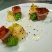 -Pancetta in cbt con pur�e de pomme de terre dorata, salsa al pecorino DOP sardo accompagnata da spugne al prezzemolo - -