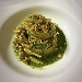 -Spaghetti alla crema di vongole con salsa al basilico e granella saporita - -