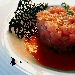 -Tartara - -Tartara di ricciola coulis di pomodoro e sfogliatina al nero di seppia