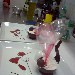 Mousse al biancomangiare con mestolo di cioccolato fondente di Modica e pallocino di zucchero colorato con firma al cioccolato dello Chef (L)- Piatto per i miei bambini della festa - - Mousse al biancomangiare con mestolo di cioccolato fondente di Modica e pallocino di zucchero colorato con firma al cioccolato dello Chef (L)- Piatto per i miei bambini della festa -