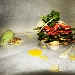 Millefoglie di chianina, chips di zucca disidratata, rucola e fungo garfagnano - fotografia di  Matteo Calistri - -
