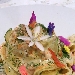 Nastro di  pasta all'uovo con crema di patate al timo, rag� di totanetti di paranza e fiori d'estate - -
