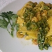 Pappardelle con asparagi, crema di asparagi e gamberetti - -