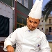 Ravioli all'Aglianico del Vulture in farcia di Baccal�, Mollica croccante di Pane di Matera DOP, Peperone crusco IGP di Senise e Lamelle di Cacioricotta Lucano su Dressing al Basilico, in preparazione
 - -