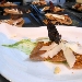 Ravioli all'Aglianico del Vulture in farcia di Baccal�, Mollica croccante di Pane di Matera DOP, Peperone crusco IGP di Senise e Lamelle di Cacioricotta Lucano su Dressing al Basilico
 - -