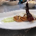 Ravioli all'Aglianico del Vulture in farcia di Baccal�, Mollica croccante di Pane di Matera DOP, Peperone crusco IGP di Senise e Lamelle di Cacioricotta Lucano su Dressing al Basilico
 - -