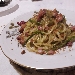 Spaghetti, macco di piselli, guanciale, asparagi di campagna e mollica 'atturrata'  - -