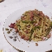 Spaghetti, macco di piselli, guanciale, asparagi di campagna e mollica 'atturrata'  - -
