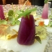 Carpaccio di baccal� con petali di cipolla, smetana, uova di salmone fresche, salsa di soia, gelatina di alloro e germogli di crescione - -