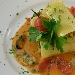 Paccheri rigati di Gragnano con ricotta, zucchine, radicchio trevigiano, calanaretti, frutti di mare e coulis di gamberi - -
