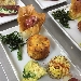 antipasto di terra - -crudo San Daniele sott'olio in cestino di fillo
- parmigianina di melanzane
-involtino di verza 
- risotto alla paprika
- involtino di bresaola e ricotta
