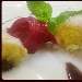 Involtino di scampi al mojito piccante, ananas al naturale, cipolle di Tropea e salsa calda al cacao amaro. Fotografia di Cur� Clarissa - -