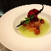 Astice bretone affumicato alla vaniglia, cantalupo marinato al dragoncello, essenza di barattieri, pomodoro candito e croccante alla barbabietola - -