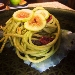 Spaghettoni scarola ripassata, fichi e carpaccio di baccal� - -