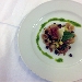 Orecchiette integrali con capocollo di Martina Franca, zucchine, ceci neri della murgia, pesto pugliese e cialda croccante di caciocavallo - -