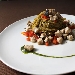 Spaghetti di Gragnano al pesto napoletano con dadolata di pesce spada confit - -