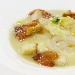 -Il calamaro - -Carpaccio di calamaro del Golfo dell'asinara con zuppa tiepida di carciofi ,crostini di focaccia casereccia e BOGAMARI(ricci di mare)