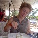 Angela Viola si appresta a gustare il dessert alla ricotta di Agerola e pere proposto dal Ristorante Da Donna Fernanda di Nerano - Massa Lubrense (NA) - -