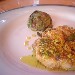 Tonno scottato in crosta di pistacchi con salvia e limone con tortino di scarola con pinoli e uva passa preparati dallo Chef Carmen Mazzola del Ristorante Villa Oasi c/o Oasi Olimpia Relais di Sant'Agata sui due Golfi - Massa Lubrense (NA) - -