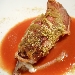 Calamaro ripieno con ricotta e noce moscata su salsa di pomodoro fresco preparato dallo Chef Alfonso Caputo - 27 Marzo 2013 - GranGusto - Via Marina, 5 Napoli - Capitano mio Capitano - cena a 4 mano con gli Chef Alfonso Caputo dellla Taverna del Capitano di Nerano (NA) e Alessandro Romano di GranGusto di Napoli all'insegna dei prodotti del territorio con creativit� legata alle tradizioni.