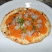 06/02/2015 - Prima Tappa Pizzarelle a Go Go - Pizzeria Carmnella - Napoli - Seconda Pizzarella preparata da Fabio Ometo: crema di zucca napoletana al peperoncino con crudo di gamberi allo sfusato di Amalfi (conditi con le scorze di agrumi di Amalfi) - -