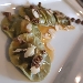 medaglioni di spinaci ripieni di ricotta e spinaci lessi casarecci  su salsa di cereali, pat� di olive e mandorle - -