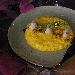 -Risotto allo zafferano con chenelle di baccal� ed elisir di carrube - -