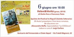 -logo presentazione veleni e verita'
- immagine in primo piano dell'Articolo: VELENI E VERITA': TERZO ROMANZO DI SUCCESSO PER GIULIA FERA E FRANCESCO TESTA
Incontro con gli autori mercoledi 6 giugno 2018, ore 18 al Santuario dell'Immacolata a Chiaia, via Fratelli Magnoni, 20 Napoli immagine in primo piano