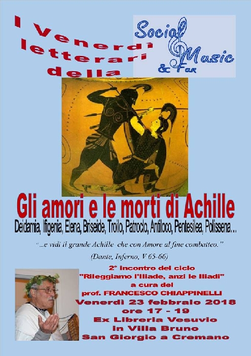 Gli amori e le morti di Achille - immagine in primo piano dell'Articolo: 23/02 - Villa Bruno - San Giorgio a Cremano (NA) - per i Venerdì letterari della Social Music and Fun: Gli amori e le morti di Achille immagine in primo piano