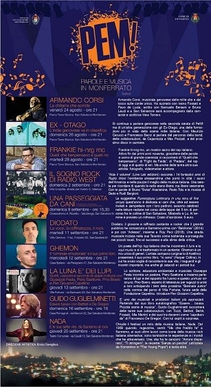 PeM ! – Parole e Musica in Monferrato 2018 - immagine in primo piano dell'Articolo: Dal 24/08 al 20/09 - Frankie hi-nrg, Nada, Ex-Otago, Ghemon, Diodato e altri ancora: ‘Pem! – Parole e Musica in Monferrato’ 2018 è in edizione extra immagine in primo piano