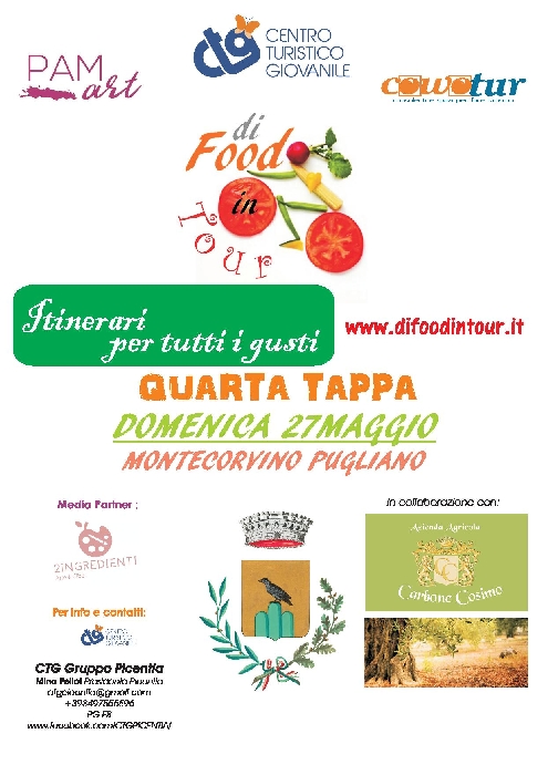 immagine in primo piano della News: Domenica 27 maggio Quarta Tappa per “Di Food in Tour-Itinerari per tutti i Gusti”, con visita ai beni culturali e alle attività didattiche per scoprire le colture autoctone di Montecorvino Pugliano in provincia di Salerno immagine in primo piano